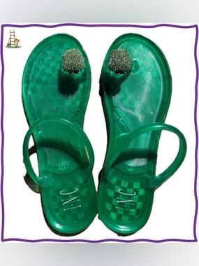 Green Jelly Toe-Ring Sandals